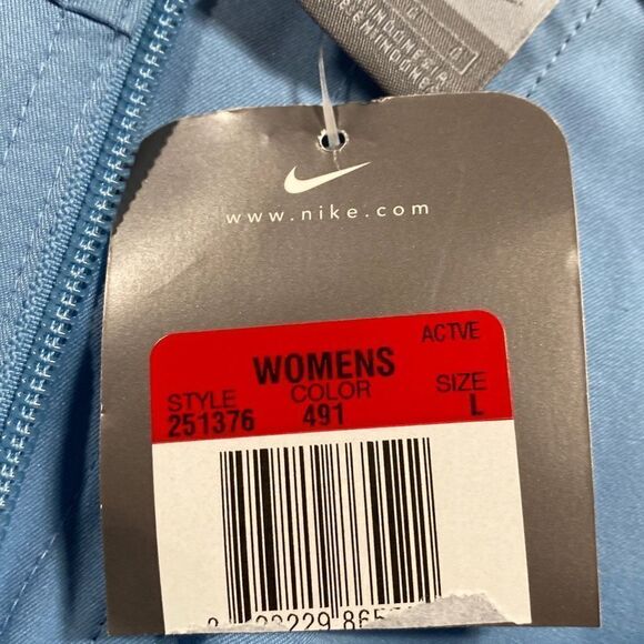 New Nike Play Up Lightweight Windbreaker Jacket Full Zip Pockets Blue White Larg - Picture 13 of 15